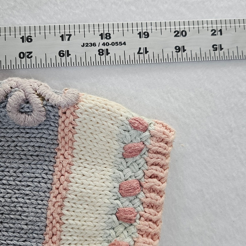 Cullinane Knitted by Hand Floral Cottagecore Ramie Cotton Sweater Sm. Pink Cream - Picture 4 of 11